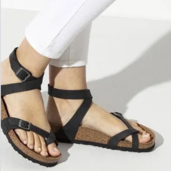 Black Ankle Wrap Birkenstocks for Women - Picture 1 of 4